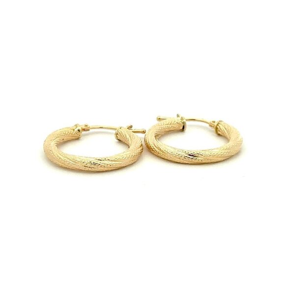 18K Yellow Gold Earrings Hoops 1.63 grams - Picture 3 of 8